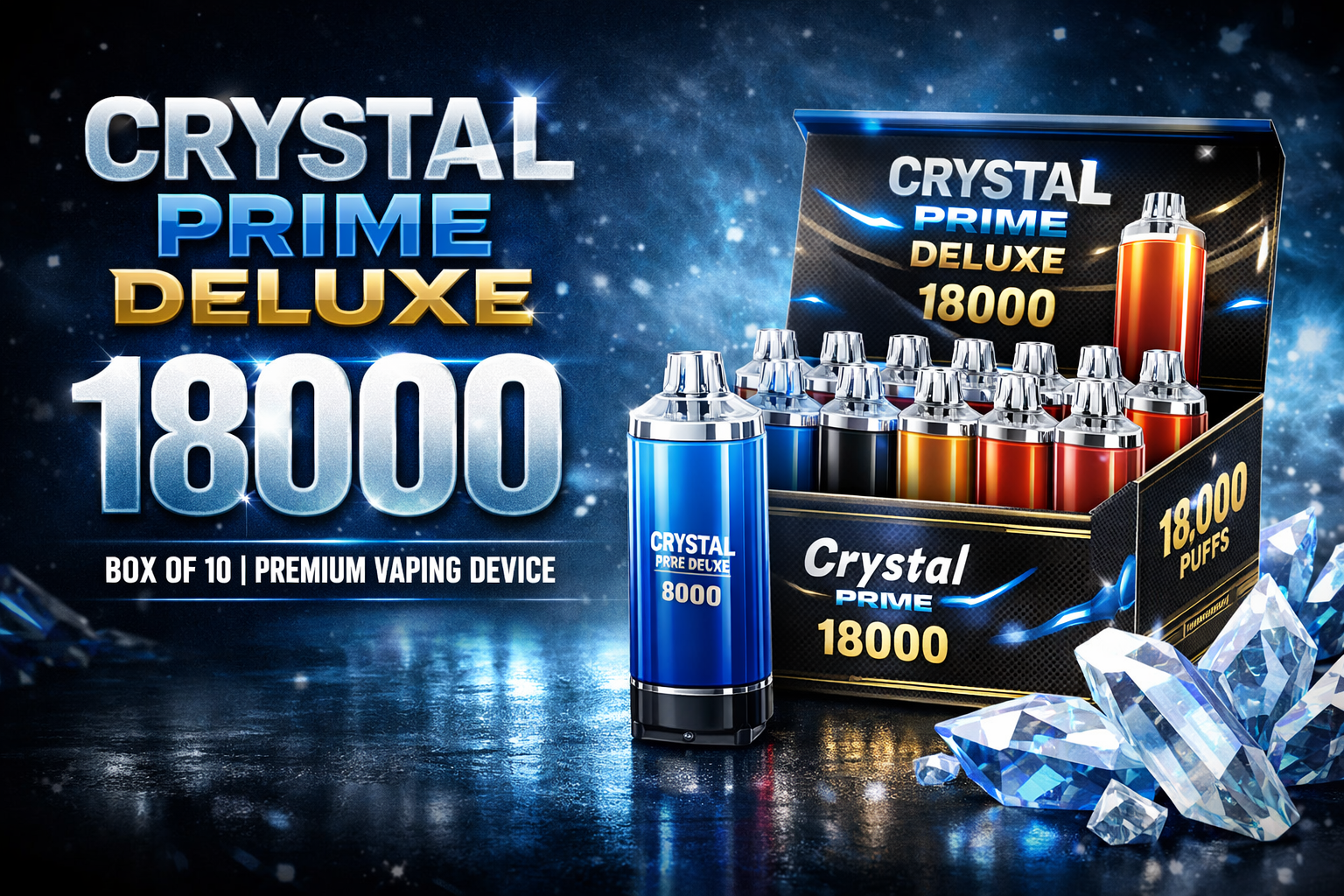crystal prime deluxe 18000 box of 10